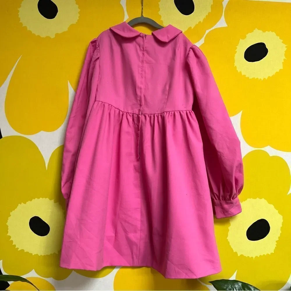 Vintage 1960s Handmade One of a Kind Bubblegum Pink Peterpan Collar Dress